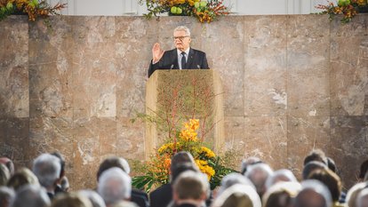 Joachim Gauck, Bundespräsident a.D., während seiner Dankesrede
