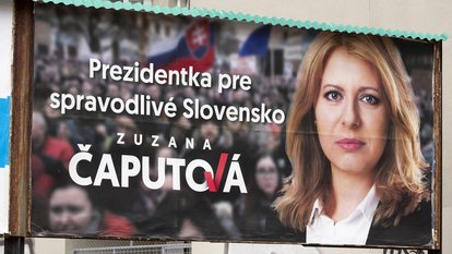 Das Wahlplakat von Zuzana Caputova für die Präsidentsschaftswahlen 2019 Slowakei.