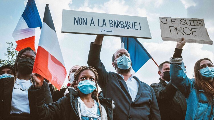 Proteste gegen islamistische Gewalt in Paris.