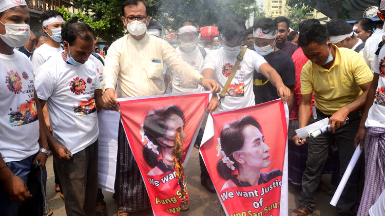 Myanmar Demonstranten in Rakhine