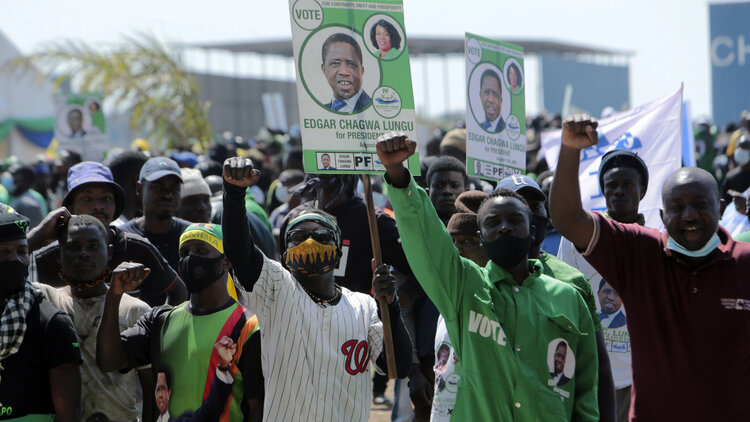 Demonstration for the re-election of Zambian President Edgar Lungu