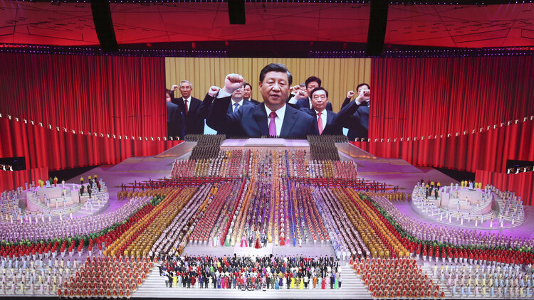 Chinas KP-Chef Xi Jinping auf der Feier zum hundertjährigen Bestehen seiner Partei