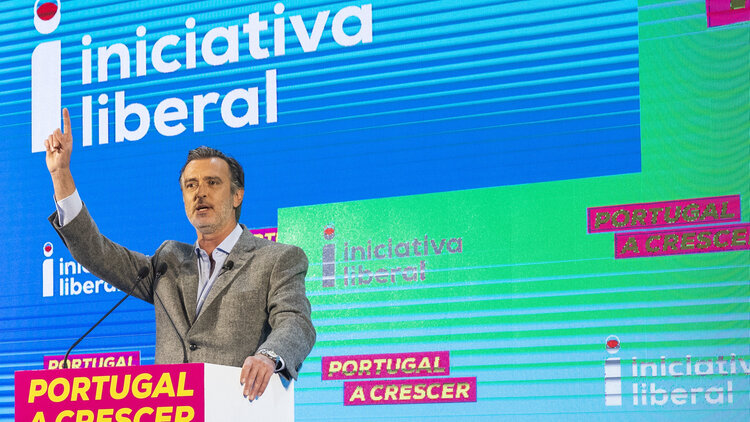 João Fernando Cotrim de Figueiredo bei einer Wahlkampfveranstaltung der Iniciativa Liberal 