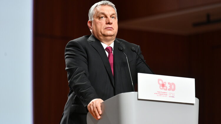Der ungarische Ministerpräsident Viktor Orban während einer Pressekonferenz