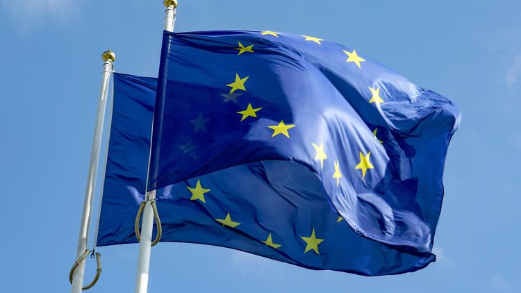 Europaflaggen vor Europäischem Parlament 