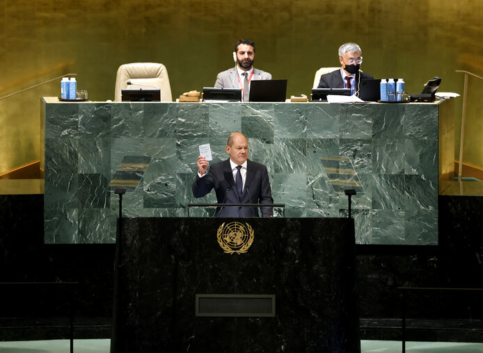 Bundeskanzler Olaf Scholz vor der UN-Vollversammlung in New York 