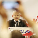Jarosław Kaczyński während des Wahlkampfes in Warschau