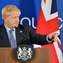 Boris Johnson auf der Pressekonferenz in Brüssel.