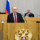 Der russische Präsident Putin bei seiner Ansprache in der Duma 