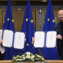Ursula von der Leyen and Charles Michel sign Brexit agreement