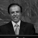 Carlos Menem bei einer Rede vor der Generalversammlung der Vereinten Nationen