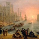 Claude Lorrain: Sea Port at Sunset (1639)