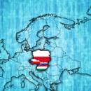 political map of europe with flags of members countries of the visegrad group