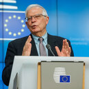 High Representative of the European Union for Foreign Affairs and Security Policy Josep Borrell gives a press conference at the end of an informal video conference of EU foreign affairs (defence) ministers at the European Council in Brussels, Belgium, 28 February 2022.