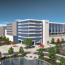 So wie in dieser Computergrafik soll die Intel-Fabrik in Magdeburg einmal aussehen.