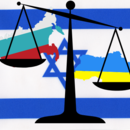 Israeli Flag and scales of Ukraine war