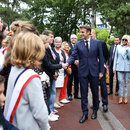 French President Emmanuel Macron at a polling station in Le Touquet, northern France, on the occasion of the French parliamentary elections on 19 June 2022. 