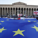People attend a rally to support Georgia's membership in the European Union