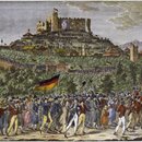 Hambacher Fests am 27. Mai 1832. Es gilt als Wurzel deutscher Demokratiegeschichte und des politischen Liberalismus 