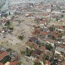View of ruined houses in the old town centre of Antakya. Numerous houses in the centre of the city were destroyed or severely damaged in the earthquake a year ago.