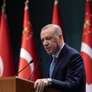 Der türkische Präsident Recep Tayyip Erdogan hält eine Rede nach der Kabinettssitzung im Präsidentenkomplex in Ankara, Türkei, am 25. November 2024. 