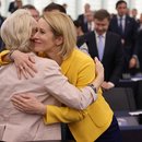 Kaja Kallas, new EU High Representative for Foreign Affairs, hugs EU Commission President Ursula von der Leyen
