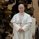 Papst Leo XIV. trifft die Presse in der Halle Paul VI. am 12. Mai 2025.