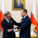 The President of the Republic of Poland Andrzej Duda (L) at a meeting with President-elect Karol Nawrocki after the Polish presidential election at the Presidential Palace in Warsaw.