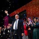 Liberal Democrats leader, Ed Davey MP seen on stage after his keynote speech.