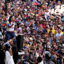 Opposition leader Maria Corina Machado addresses supporters during a protest against Venezuelan President Nicolas Maduro. 