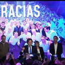 Argentiniens Präsident Javier Milei spricht nach seinem Sieg bei den Parlamentswahlen in Buenos Aires, Argentinien. 