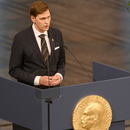 Jørgen Watne Frydnes, chair of the Norwegian Nobel Committee attends the 2025 Nobel Peace Prize presentation ceremony