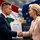 AI-generated illustration (not depicting real individuals) of EU–Hungary negotiations on reforms and funding