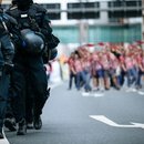 Police with football fans 