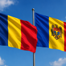 Flags of Romania and the Republic of Moldova.
