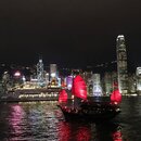 Die Skyline von Hongkong bei Nacht