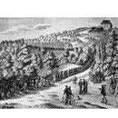 Zug der Studenten auf die Wartburg 1817 / Zeitgenössischer Stahlstich eines unbekannten Meisters aus dem 19. Jh.