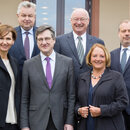 Neuer Vorstand, v.l.n.r. Bettina Stark-Watzinger MdB, Michael Georg Link MdB, Karl-Heinz Paqué, Manfred Richter, Sabine Leutheusser-Schnarrenberger und Hauptgeschäftsführer Steffen Saebisch.