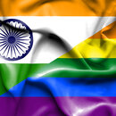 Mixtur der Flaggen Indiens und der "LGTB"-Bewegung