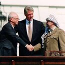 Clinton, Yitzhak und Arafat im weißen Haus, 1993