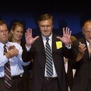 Klaus Kinkel, Wolfgang Gerhard und Hans-Dietrich Genscher im September 2015