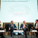 Christian Lindner, Dr. Dietmar Bartsch und Alexander Hagelüken diskutieren über die Zukunft des Rentensystems