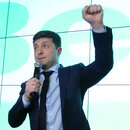 Der Komiker Wolodymyr Selenskyj nach seinem Sieg der ersten Runde der Präsidentschaftswahl 