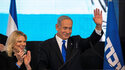Netanyahu celebrating with his supporters