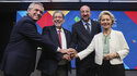 President Alberto Fernandez of Argentina, Prime Minister Ralph Gonsalves of Saint Vincent and the Grenadines, President of the European Council Charles Michel and President of the European Commission Ursula von der Leyen after a joint press conference at the end of the third EU-CELAC Summit in Brussels, attended by the Heads of State and Government of the EU and the Community of Latin American and Caribbean States.