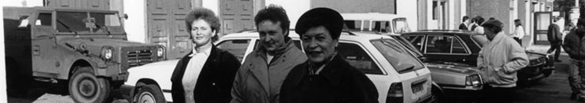 People walking on a street in GDR