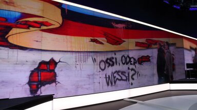 Ossi oder Wessi? Studiodeko bei Maybrit Illner