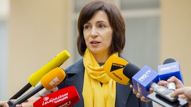 Maia Sandu im Gespräch mit der Presse