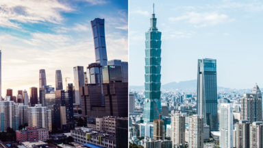 links Peking, rechts Taipeh