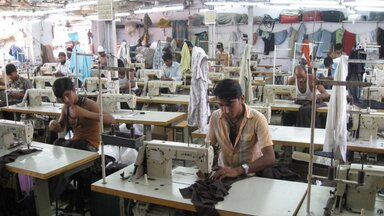 Workers in a textile factory in India
